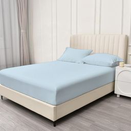Trance Home Linen Blue 400 TC Cotton Queen Bedsheet with 2 Pillow Covers-image-57
