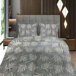 Threadwear Grey & Beige Printed Superfine Cotton 400 TC Queen Bedsheet Set-2.54 m x 2.30 m-28