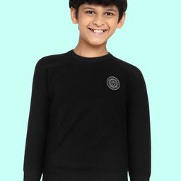 Gini and Jony Boys Black Pure Cotton Solid Pullover with Applique Detail-image-22