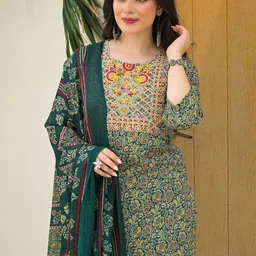 SKYLEE Women Ethnic Motifs embroidered Regular Thread Work Kurta Set With Dupatta-picture-15