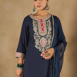 Anouk Women Ethnic Motifs Embroidered Regular Kurta with Trousers & Dupatta-image-82