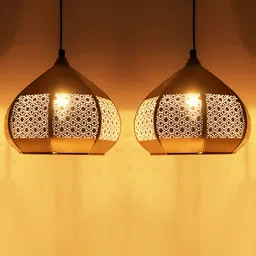 ExclusiveLane Moroccan Paradise Gold-Toned  2-Pcs Textured Hanging Pendant Lamp-26