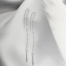 Zavya 925 Sterling Silver Rhodium-Plated Contemporary Drop Earrings-image-45