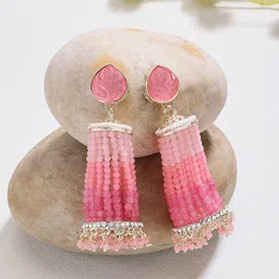 Zaveri Pearls Gold-Plated Kundan Studded Contemporary Drop Earrings-30