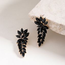 YouBella Black Gold-Plated Stone-Studded Contemporary Drop Earrings-10