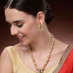 ADIVA 22K Gold-Plated Stone Studded & Beaded Jewellery Set-image-60