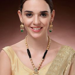 ADIVA 22K Gold-Plated Stone Studded & Beaded Jewellery Set-image-61