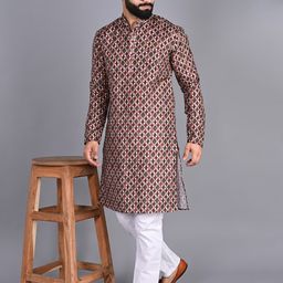 FUBAR Ethnic Motifs Printed Pure Cotton Kurta with Pyjamas-40