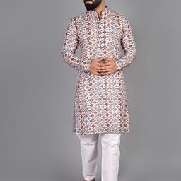 FUBAR Ethnic Motifs Printed Pure Cotton Kurta with Pyjamas-picture-38