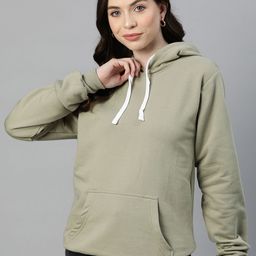 Campus Sutra Women Solid Hooded Sweatshirt-image-11
