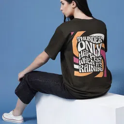 Rigo Printed Drop-Shoulder Sleeves Pure Cotton T-shirt-image-8