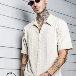 House of Koala Unisex Self Design Polo Collar Oversized T-shirt-image-65
