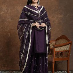 AVANSHEE Women Ethnic Motifs Printed Kurta with Palazzo & Dupatta-image-20