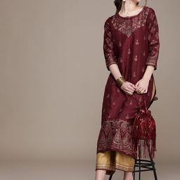 Anouk Women Maroon Ethnic Motifs Printed Regular Kurta with Palazzos-image-89