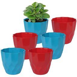 Kuber Industries Set of 6 Turquoise-Blue Textured Planters-18
