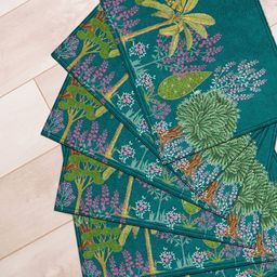 BLANC9 Green & Pink 6 Pieces Floral Printed Table Placemats-4