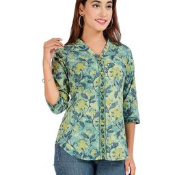 COTLAND FASHION Floral Printed Pure Cotton Shirt Style Top-picture-49