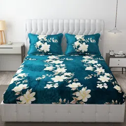 INDHOME LIFE Green & White Floral 220 TC King Bedsheet with 2 Pillow Covers-image-72