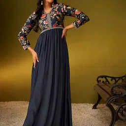 DRESOUL Floral Print V-Neck Fit & Flare Maxi Dress-image-73