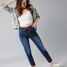 Roadster Women Navy Blue Jogger Fit Heavy Fade Stretchable Jeans-picture-44