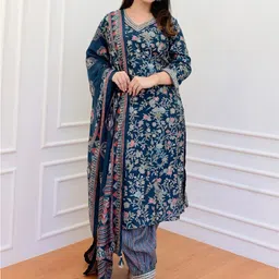 KALINI Selection Of 2 Ethnic Motifs Printed Anarkali Kurta With Trouser And Dupatta image 2