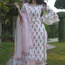 KALINI Selection Of 2 Ethnic Motifs Printed Anarkali Kurta With Trouser And Dupatta image 2