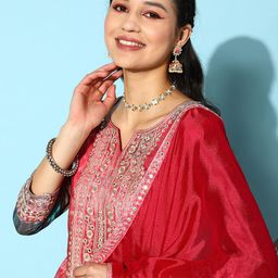 Sangria Bandhani Embroidered Mirror Work Kurta with Sharara & With Dupatta image 4
