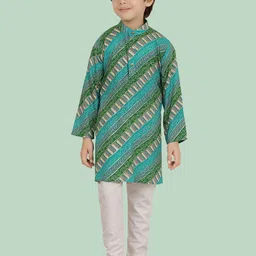 Ethniks Boys Neu-Ron Cotton Bandhani Kurta-Pyjama Set-picture-29