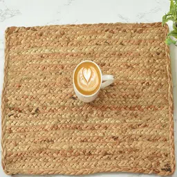Homefab India Beige Set Of 4 Braided Reversible Jute Table Placemats-58