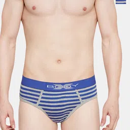 BODYX Men Pack of 2 Striped Cotton Briefs BX03B-RBL-2-XL-image-89