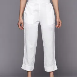 Libas Women White Straight Fit Trousers-picture-21