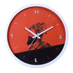 Bodh Design Orange & Black Printed Contemporary Wall Clock-image-100
