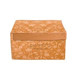 Kuber Industries Set Of 2 Beige & Brown Floral Print Foldable Wardrobe Organizer Box With Lid image 2