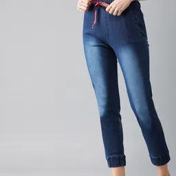 DOLCE CRUDO Women Navy Blue Jogger Mid-Rise Clean Look Stretchable Jogger-picture-6