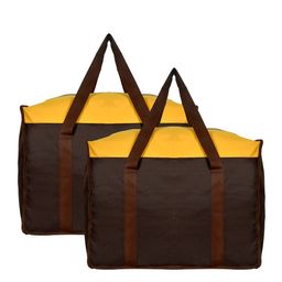 Kuber Industries Set of 2 Yellow & Black Solid Medium Size Multi-Purpose Storage Bag-33