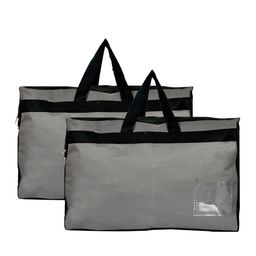 Kuber Industries Set Of 2 Grey & Black Solid Water Resistant Storage Bags-16