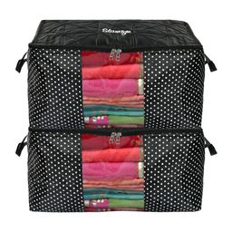 Kuber Industries Set Of 2 Black & White Polka Dot Printed Saree Cover-5
