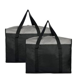 Kuber Industries Set Of 2 Black & Grey Solid Medium Size Multi-Utility Storage Bags-23