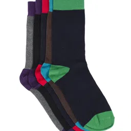 Tossido Men Pack of 5 Multicoloured Solid Calf-Length Socks image 3