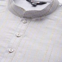 MANQ Men Striped Regular Kurta with Pyjamas image 4