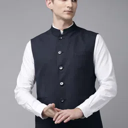 Van Heusen Men Woven Design Reversible Nehru Jacket image 4