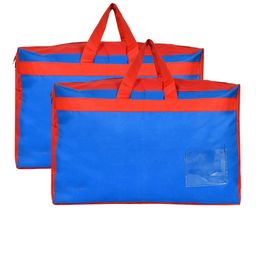 Kuber Industries Set Of 2 Red & Blue Solid Water Resistant Storage Handbag Organizers-41