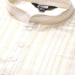 MANQ Men Striped Regular Kurta with Pyjamas image 2