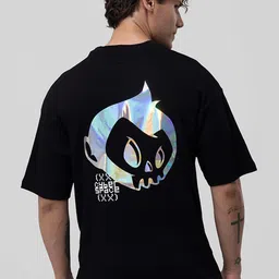 Snitch Men Black Printed Oversized T-shirt-image-85