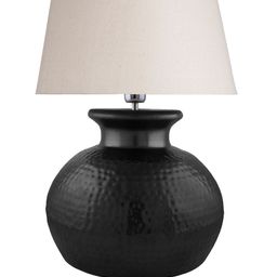 Homesake Black & Off-White Solid Hammered Pitcher Handcrafted Table Lamp with Shade image 3