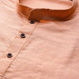 MANQ Men Peach-Coloured Solid Kurta with Pyjamas image 2