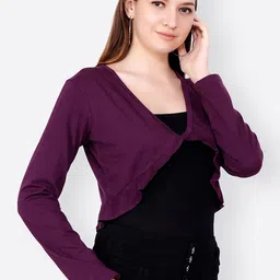 SCORPIUS Women Pack of 2 Solid Open Front Shrugs image 2