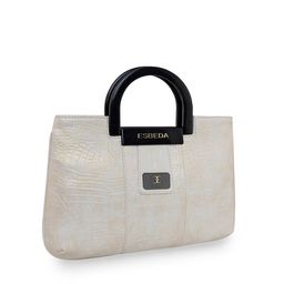 ESBEDA White Textured PU Structured Handheld Bag image 5