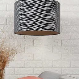 Grated Ginger Beige & Black Zig Zag Printed Contemporary Hanging Light-47