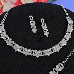 Anouk Rhodium-Plated Stone-Studded Jewellery Set-10